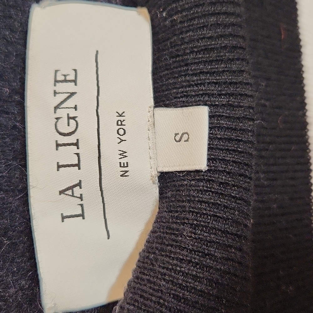 La Ligne Made In Italy Black and White Mixed Striped Crew Neck Sweater sz S - Picture 3 of 16